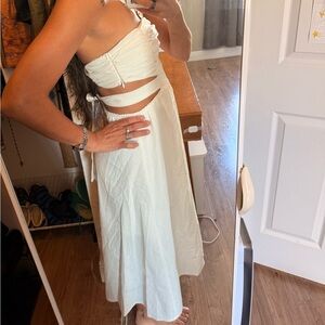 Hello Molly Cream Strapless Midi Dress